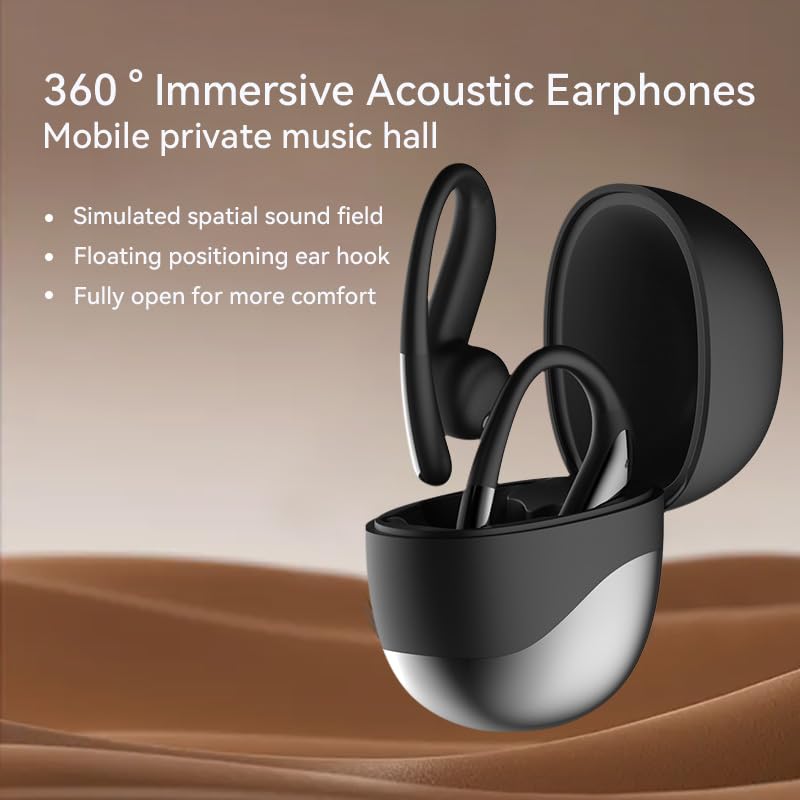 Auriculares Bluetooth Glekyole Negro Oído Abierto Cancelación de Ruido