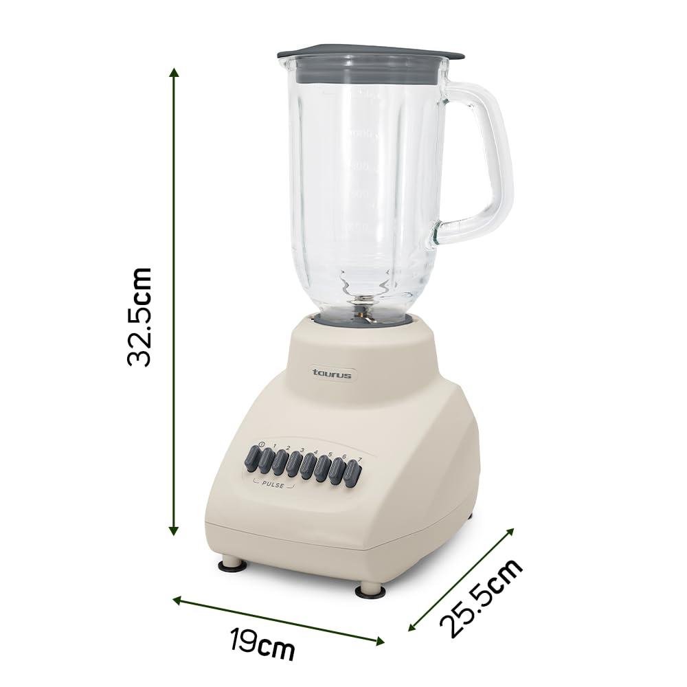 Licuadora Taurus Valencia Vidrio 1.25L 350 Watts 7 Velocidades Easy Fit