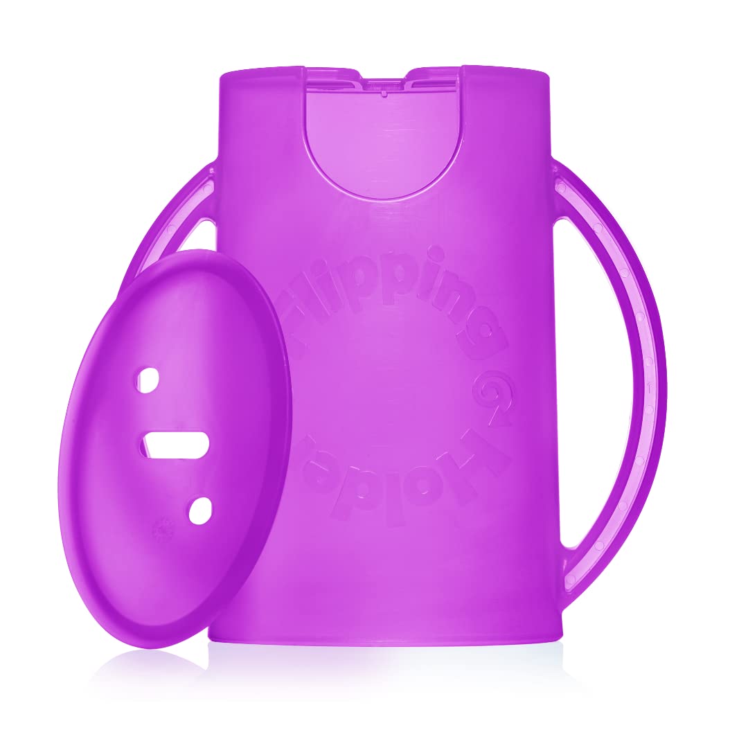 Soporte giratorio a prueba de apretar para niños pequeños, bebés, niños, sin ensuciar, sin apretar, caja de jugo para bebidas y aperitivos con asas de fácil agarre y tapa