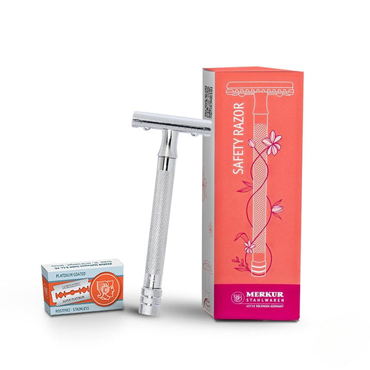 Maquinilla de Afeitar Merkur Cromada Brillante Mango Extralargo para Mujer