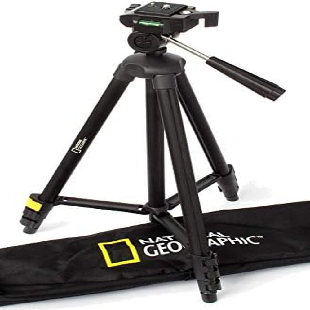 Fototrípode National Geographic Aluminio con Cabezal de 3 Vías y Bolsa de Transporte