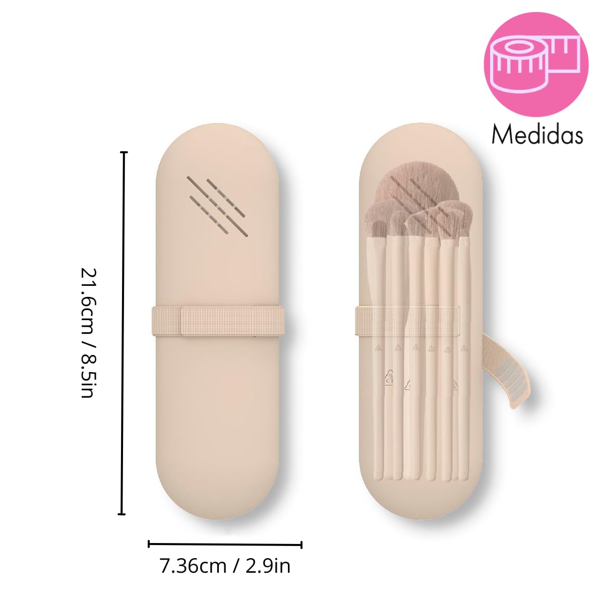 Seviete Funda para brochas de maquillaje con broche Estuche organizador de maquillaje, Neceser. Protección para tus brochas de maquillaje. Soporte de viaje portátil impermeable (Nuez)
