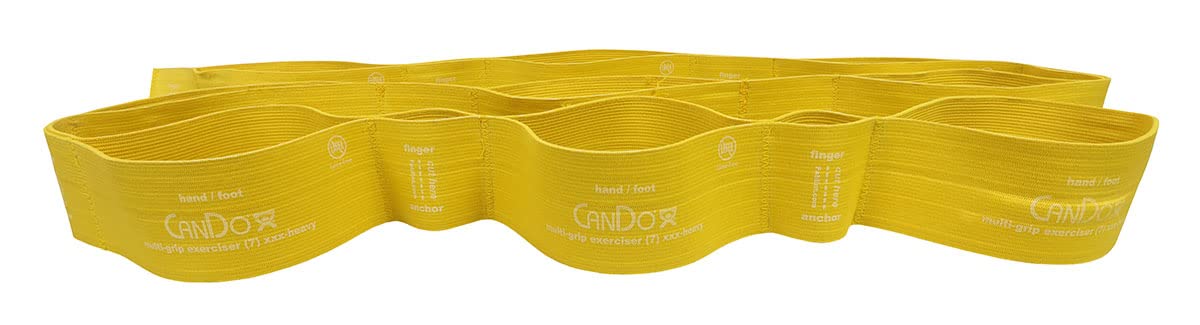 Cando - Banda de resistencia para ejercicios de 6 pies con trabillas para manos y pies para entrenamientos corporales totales, entrenamiento, rehabilitación, estiramiento y terapia. Dorado, nivel de dificultad-XXX pesado, resistencia 12 lb-33 lbs.