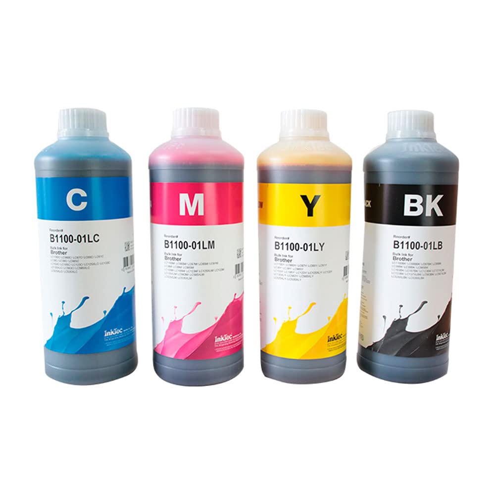 Kit 4 Litros Tinta InkTec B1100 Brother Negro Cyan Amarillo y Magenta Formulada Para Su Uso En Cartuchos Recargables Y En Sistemas De Alimentación Continua CISS PSA COMPUTO Y PAPELERIA