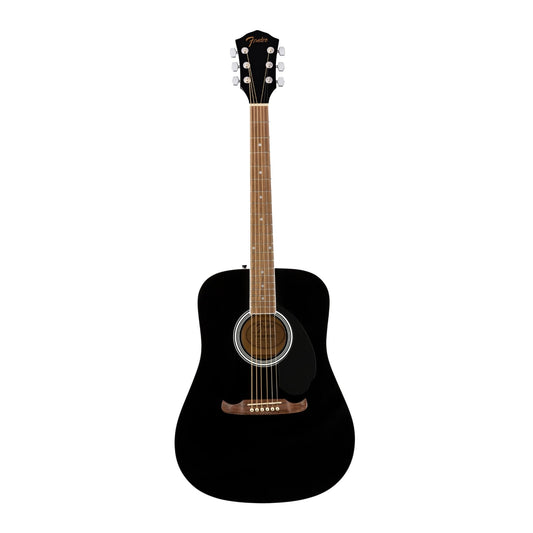 Fender FA-125 Dreadnought Guitarra acústica, con 2 años de garantía, negro, con bolsa de concierto