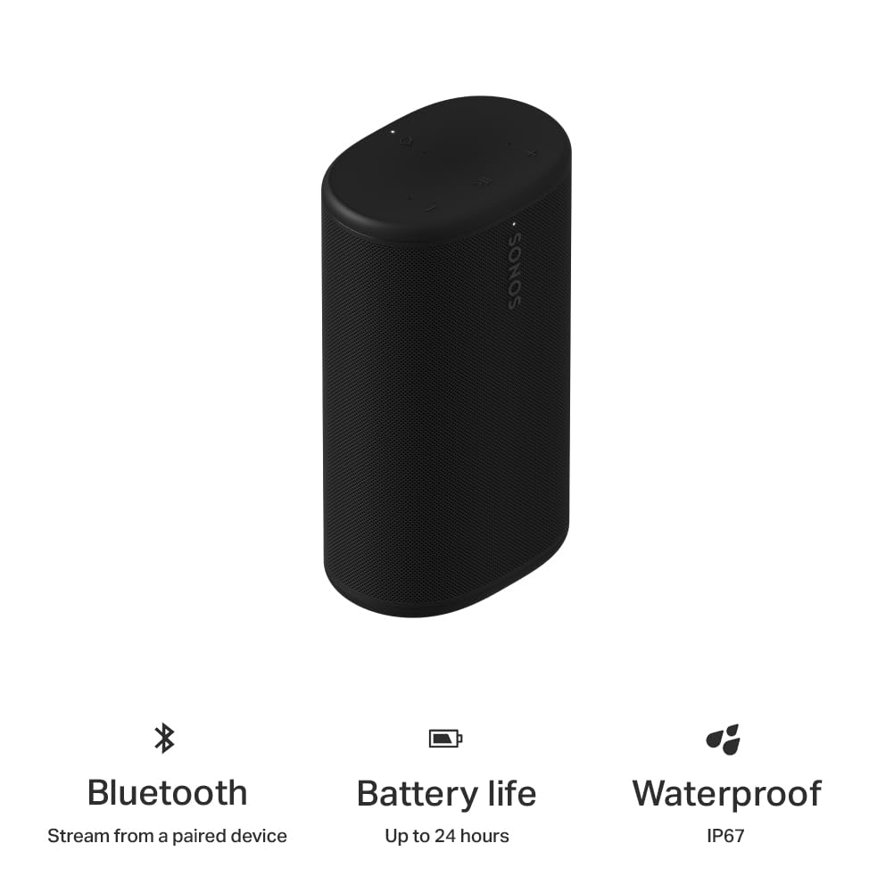 Bocina Portátil Sonos Negro Sonido Estéreo Bluetooth WiFi 24 Horas Compatible con Alexa