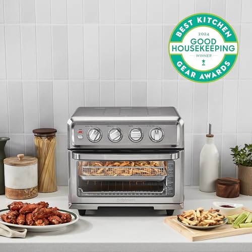 Cuisinart Freidora de aire + horno tostador de convección, horno 8-1 con opciones de horneado, parrilla, acero inoxidable, TOA-70