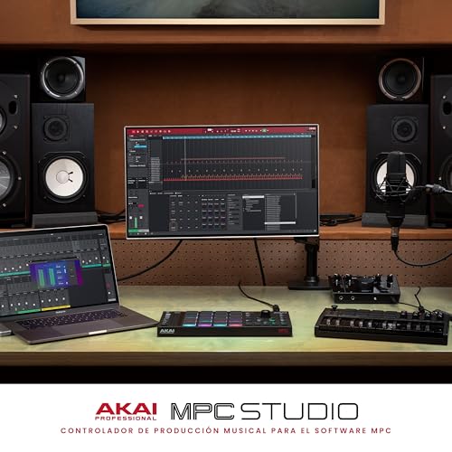 AKAI Professional MPC Studio – Controlador MIDI Beat Maker con 16 pads RGB sensibles a la velocidad, software MPC, banda táctil asignable y pantalla