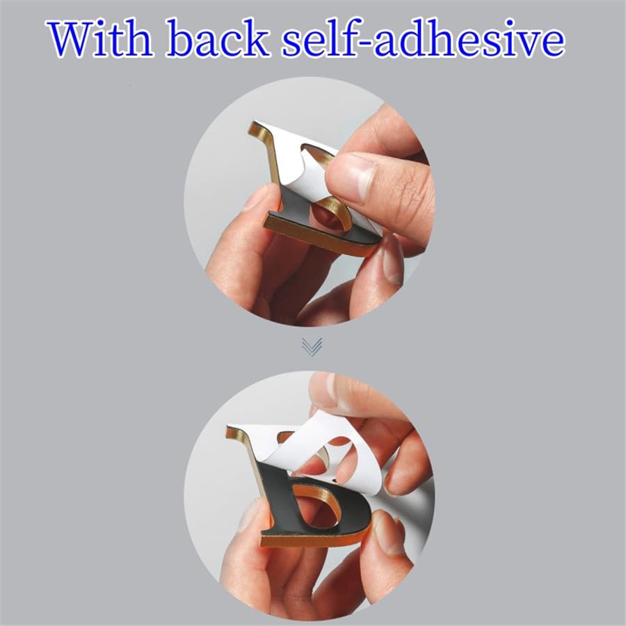 Pegatina de Latón Soild Letras Inglesas Autoadhesivas de 2.6 Pulgadas para Señalización y Decoración