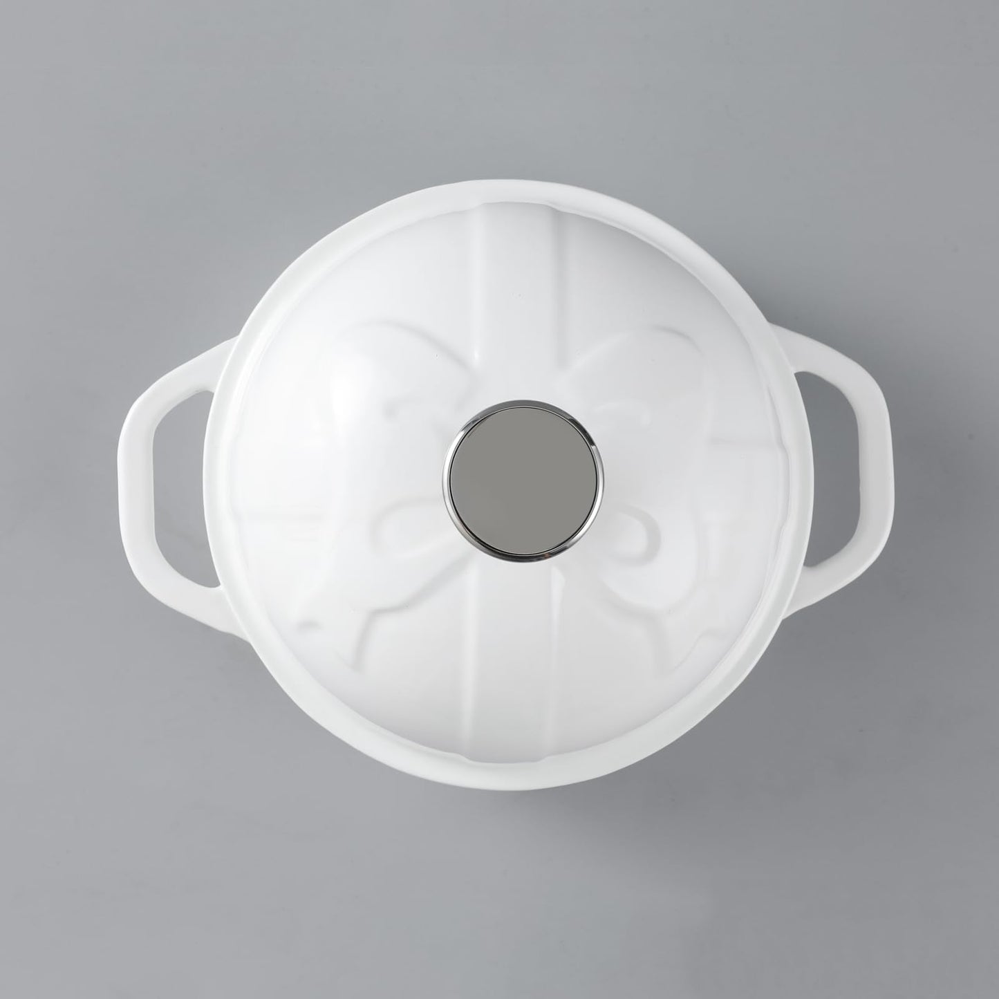 HAWOK - Cloche de pan de hierro fundido, diámetro 6.3 pulgadas/16 cm, 0.57 cuartos de galón, molde para hornear de masa madre esmaltado blanco