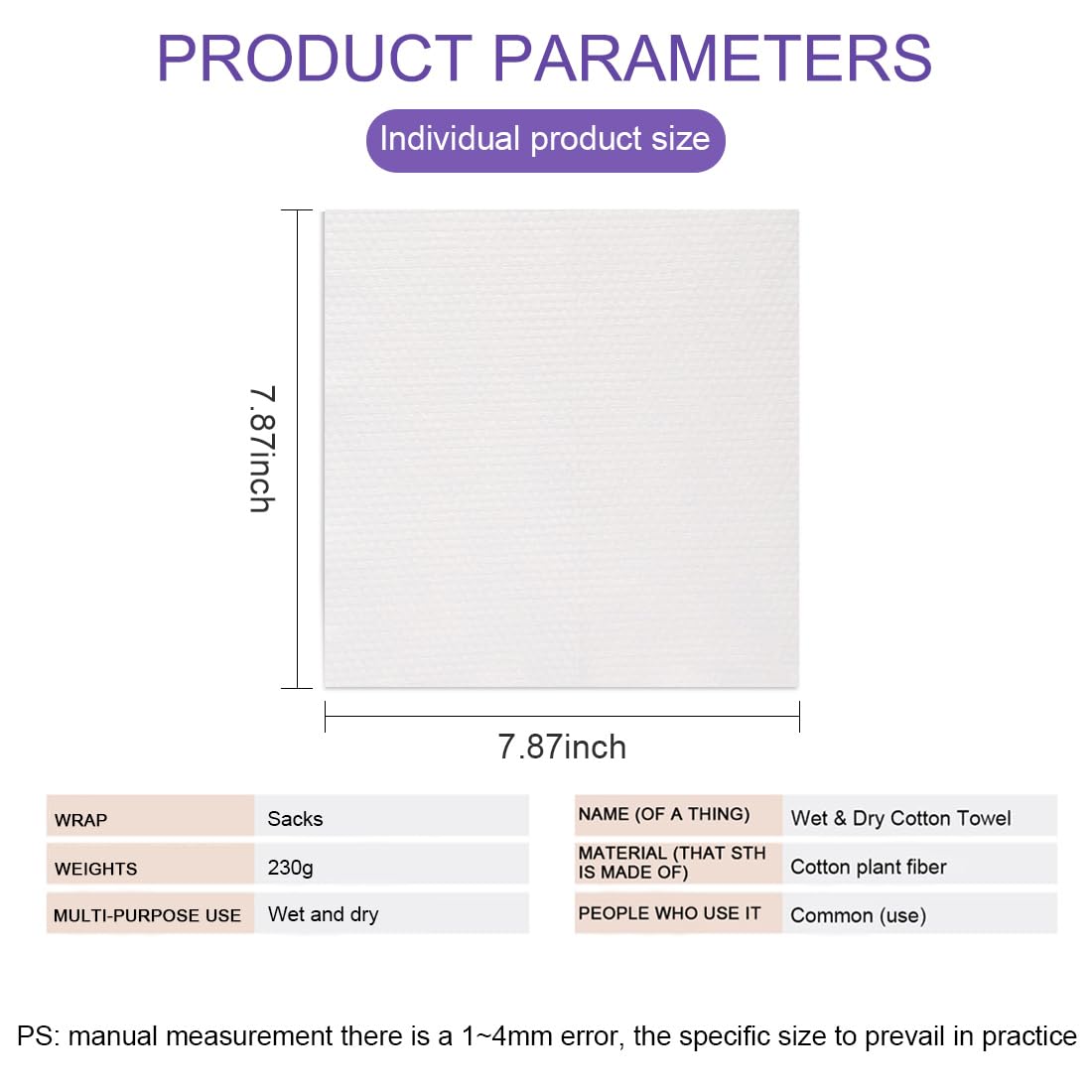 Xiaoguir Toalla Facial Desechable Toallas Limpiadoras Faciales Espesas Toallitas Secas Para Maquillaje Cuidado De La Piel Hogar Viajes 7.87” X 7.87” (100 Unidades) Extr Blanco 100 Unidades (Paquete