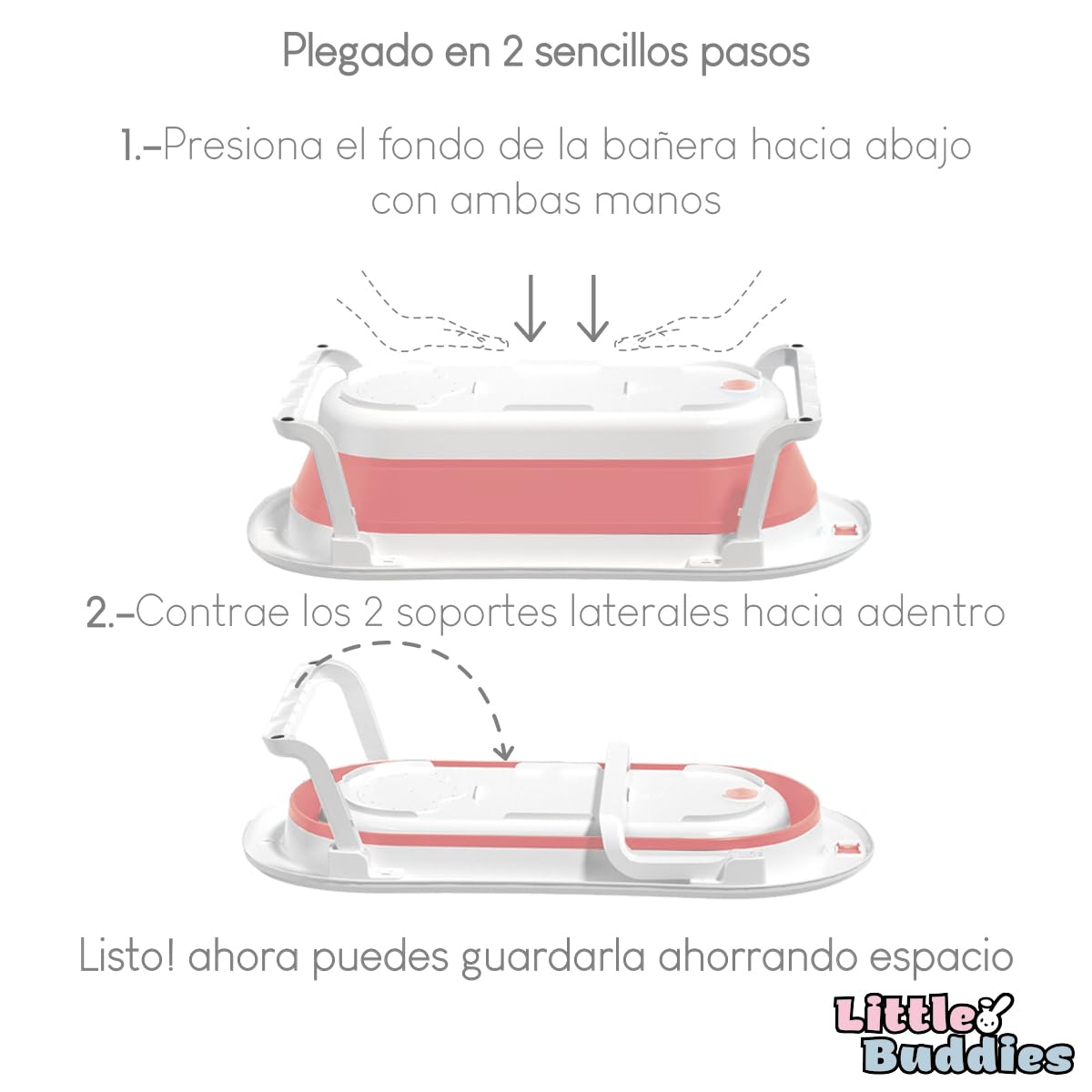 Little Buddies Bañera Tina De Baño Para Bebe Color Rosa Portátil Plegable Casa Y Viaje