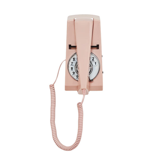 Teléfono de Pared Rosa para el Hogar, Teléfono Fijo Decorativo Vintage Montado en Pared para el Hogar, Teléfono de Esfera Giratoria de Moda Antigua con Remarcado, Teléfonos de Línea Sólida para