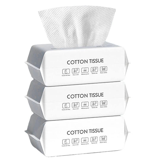 Toallita suave y seca, 100% algodón, toalla facial desechable, sin pelusas, uso húmedo en seco para piel sensible, limpieza facial, eliminación de maquillaje, limpieza de superficies (300 Count (Pack of 3))