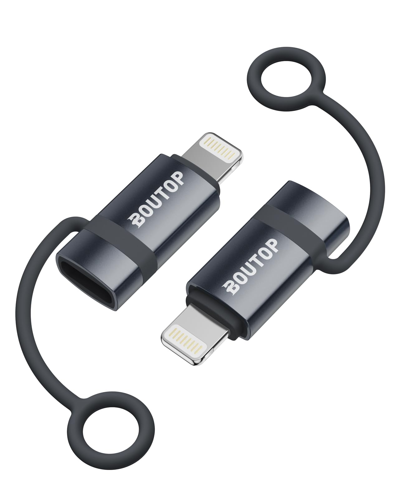 BOUTOP [Certificado MFi] Adaptador USB C a Lightning de 3 A 36 W, adaptador USBC a Lightning compatible con sincronización de datos/PD de carga rápida compatible con iPhone iPad AirPods, con soporte