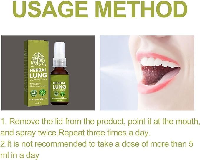 Poderoso Spray Herbal para limpieza pulmonar de 30ml - Apoyo Pulmonar Potente - (3 unidades)