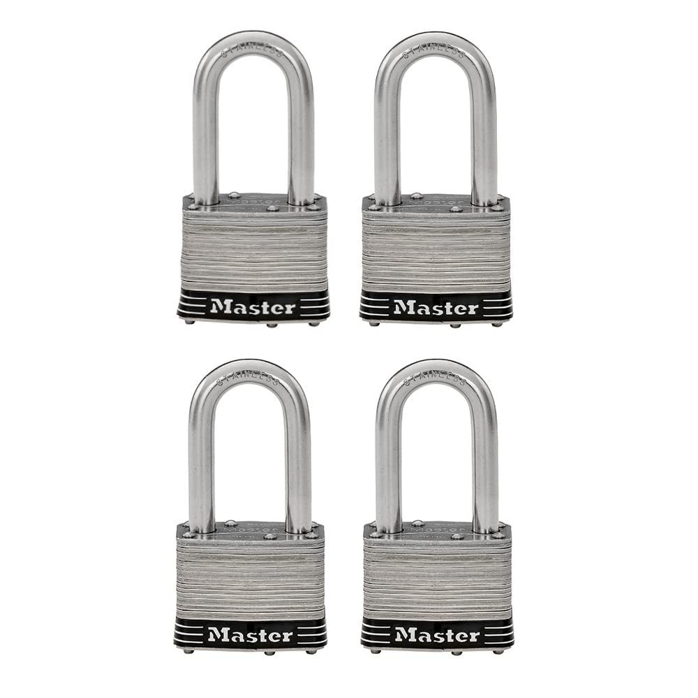 Candado Laminado Masterlock Acero Inoxidable 3,81 cm Paquete de 4 con Cierre de 1,5 Pulgadas
