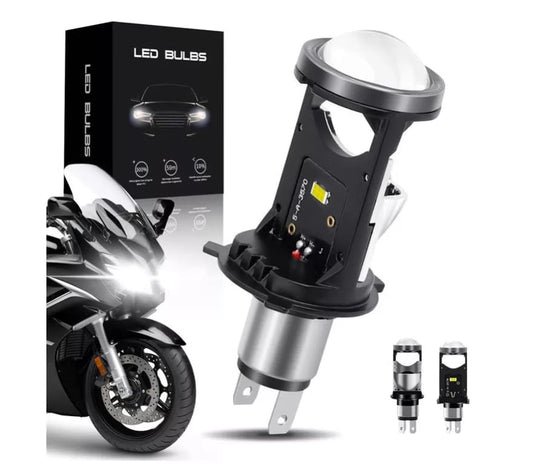 Luces Antiniebla LED para Motocicleta，Faros Led H4 Tipo Lupa Para Moto Luz Altas Y Bajas 65W 18000LM，Apto para motos, coches 1und