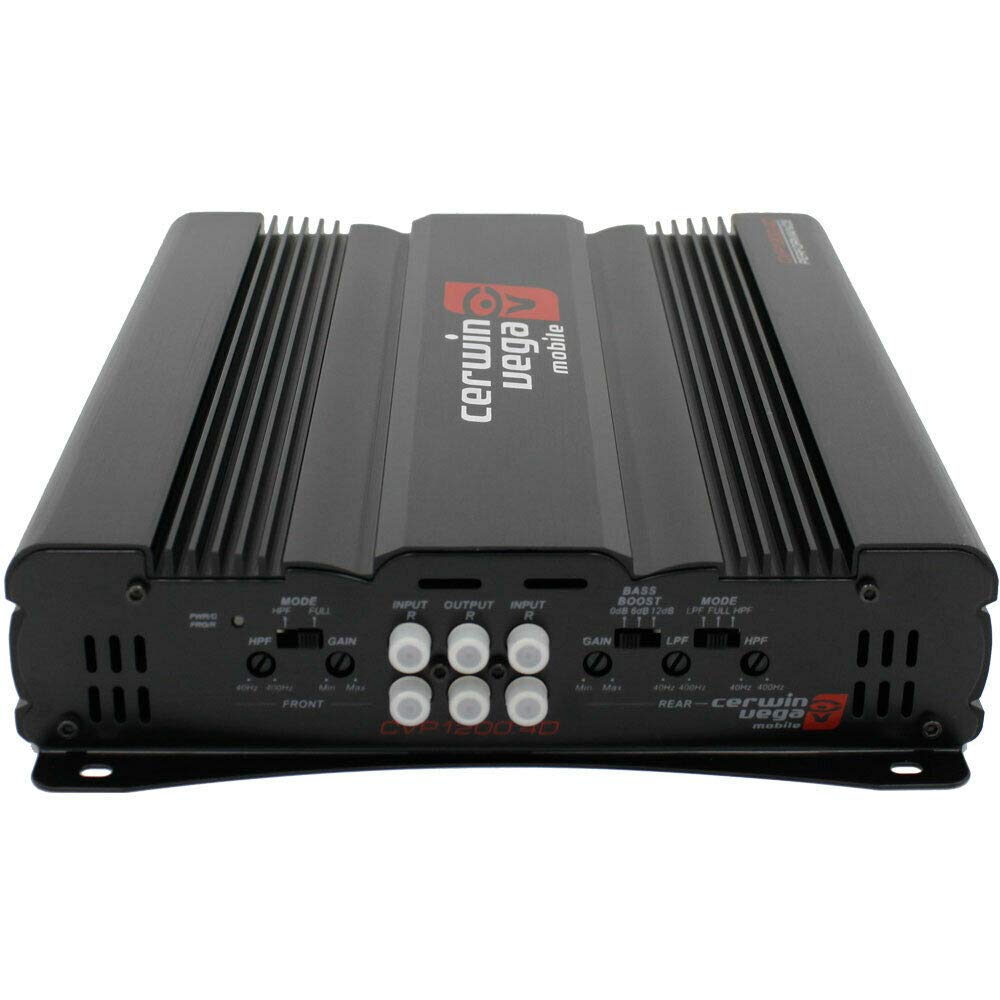 CERWIN-VEGA! CVP 300 W RMS 4 canales clase AB, sistema de audio de alta potencia, compatible con estéreo de 2 ohmios y 4 ohmios, amplificador multicanal con protección avanzada para altavoces de coche