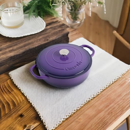 Crock-Pot - Estofador artesanal de hierro fundido esmaltado con tapa, 5 cuartos de galón, morado lavanda
