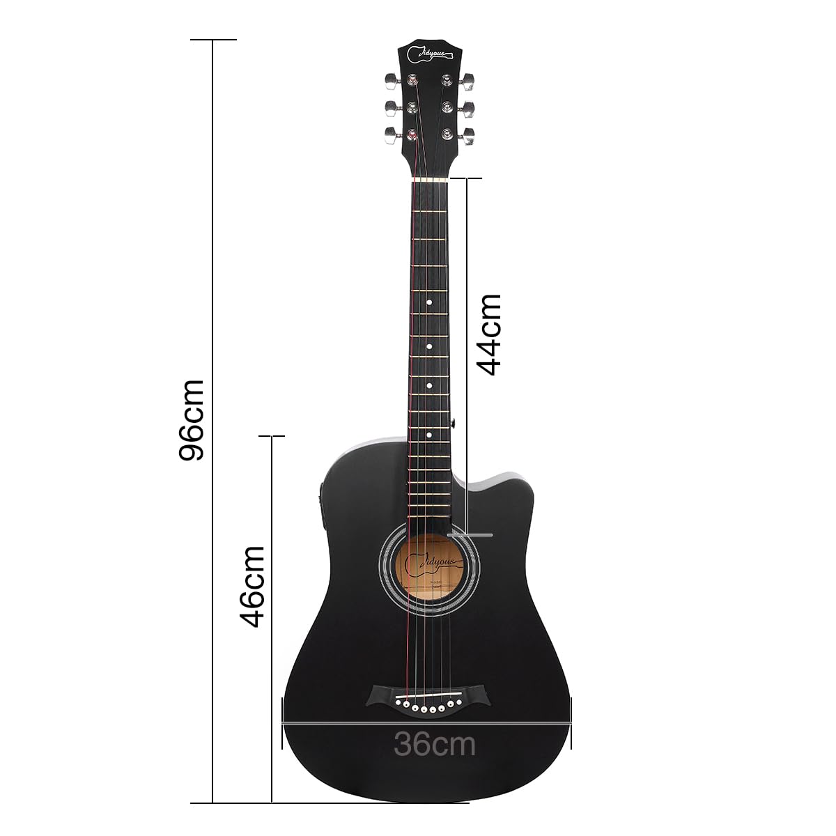 38 inch Electroacústica Guitarra Guitarra acustica con Afinadores,Correas,Cuerdas para Instrumentos,Plumillas,Cable amplificador guitarra,soul,Fundas para Guitarras 3/4(Black2)