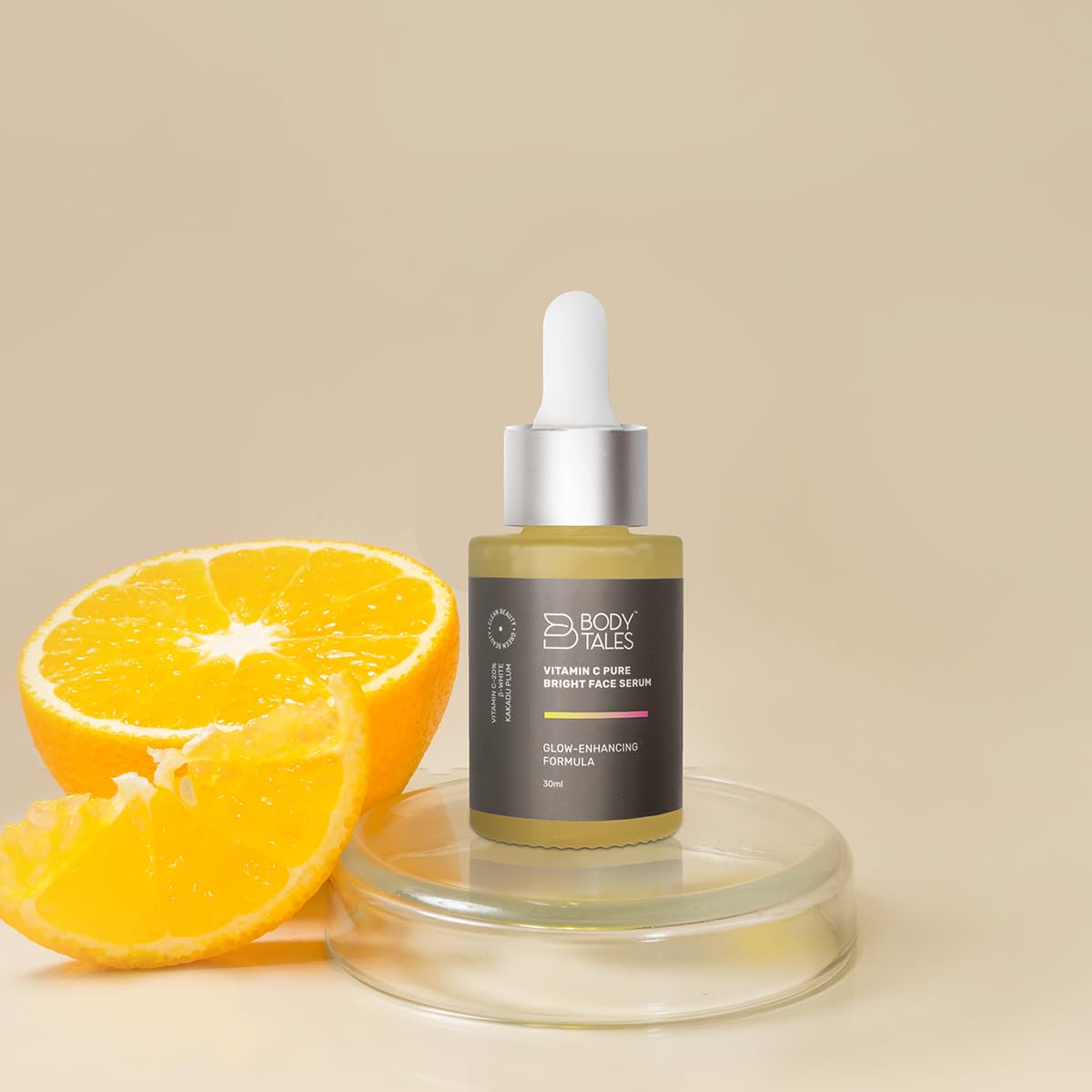 BODYTALES Vitamin C Pure Bright Face Serum, Glutathione, Skin Brightening, Dark Spots Removal, Skin Glowing, Protect from Sun Damage, Paraben Free, Green Beauty, Clean Beauty, 30ml