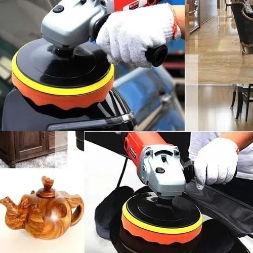 Kit Almohadillas Pulidora para Auto 8 Piezas en Esponja y Lana Pulgadas 5/7