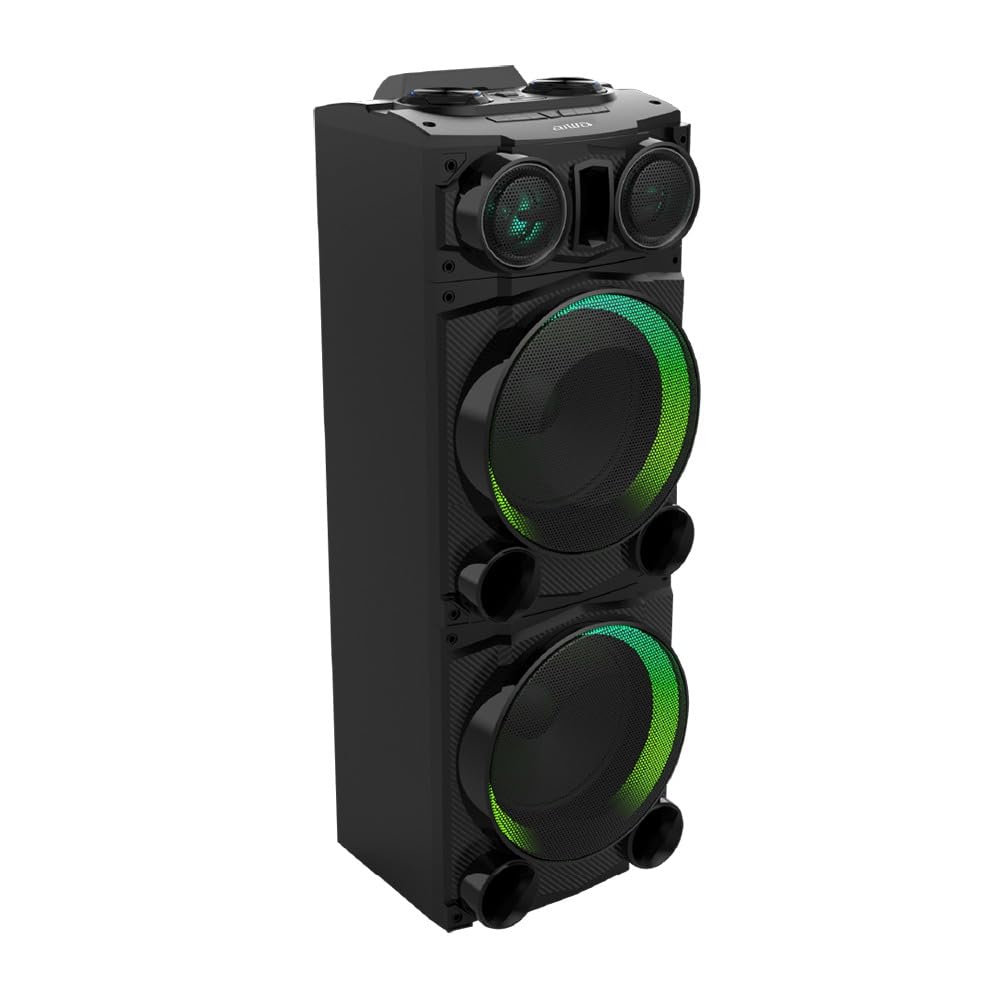 Bocina Bluetooth Aiwa DJ Top Negra con Luces LED y USB para Fiestas y Eventos