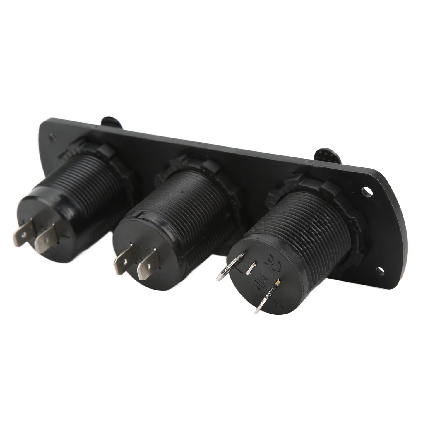 Panel de enchufe de cargador 3 en 1, 12 V, doble USB, toma de corriente, voltímetro digital LED y encendedor de cigarrillos, adaptador divisor hembra para camión, coche, barco, RV, piezas de automóviles