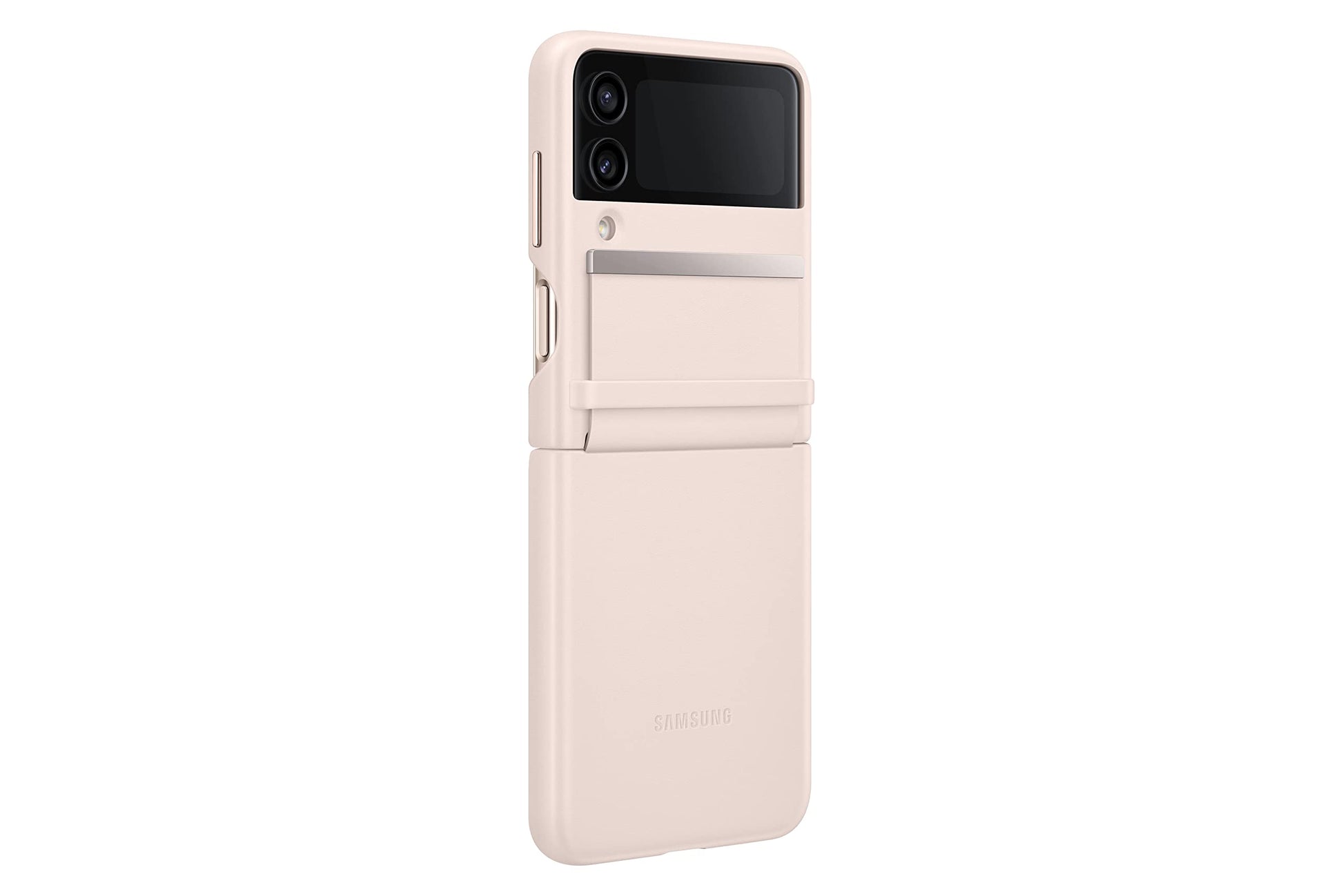 Funda de Piel Protectora Samsung Galaxy Z Flip4 melocotón Estilo Delgado Premium versión Estadounidense
