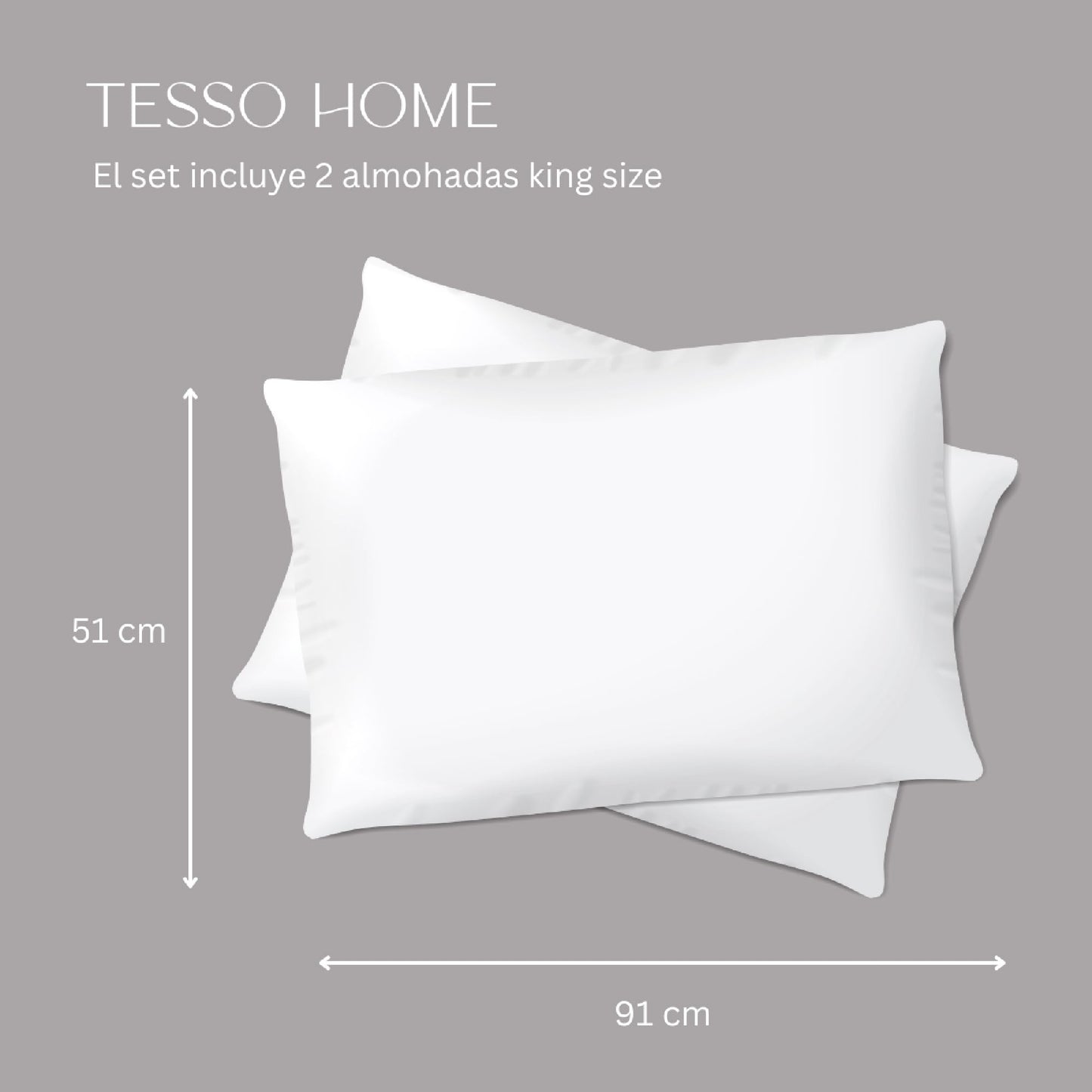 Almohadas TESSO HOME King Size Blancas Hipoalergénicas Frimeza Media Microfibra