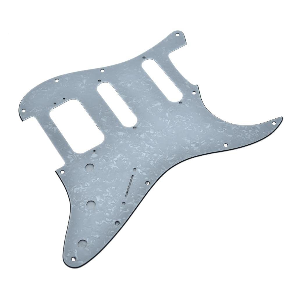 Dopro Golpeador de guitarra Strat HSS de 11 agujeros, 3 tripulaciones Humbucking para American FD Stratocaster White Pearl