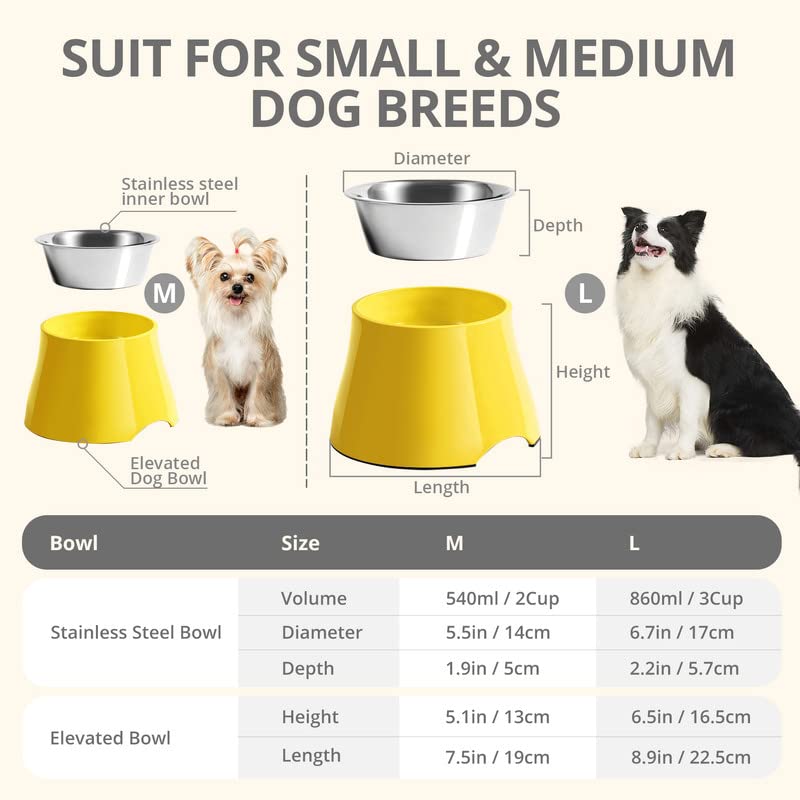 Cuencos Elevados Yoken con Tazón de Acero Inoxidable coloridos y Antideslizantes para Prevención de Enfermedades en Vértebras para Perros