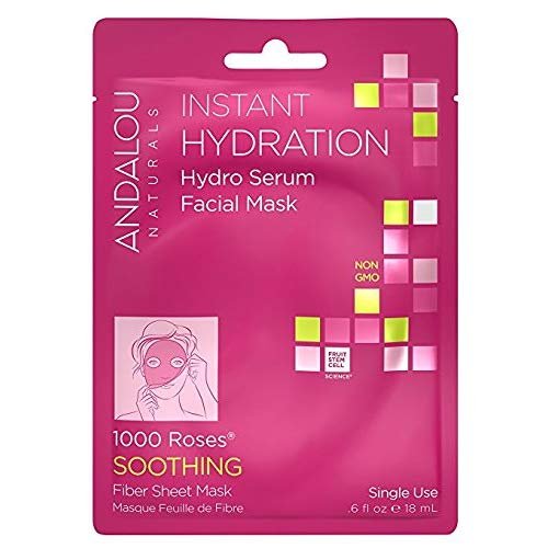 Mascarilla Facial Hidratante Instantánea Andalou Naturals, 6 unidades - 0.6 oz cada una - Hidratación intensa y rápida - Serum facial - Tienda online de belleza y cuidado de la piel.