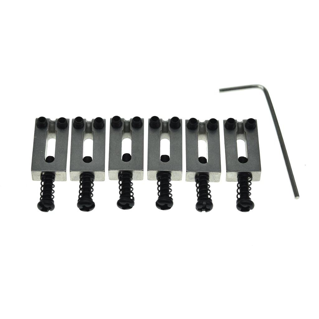 Dopro - Juego de 6 monturas de acero inoxidable para guitarra (10,5 mm, con tornillos negros para guitarra Strat Tele, 6 cuerdas)