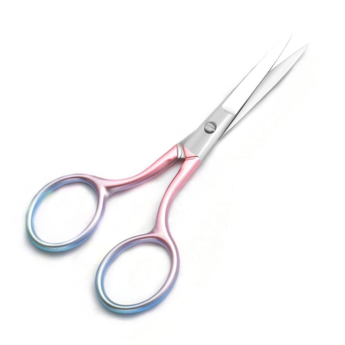 Motanar Tijeras de aseo profesionales multicolor para cuidado personal, depilación facial y recorte de cejas, acero inoxidable, punta recta fina, 3.9 pulgadas (rosa)