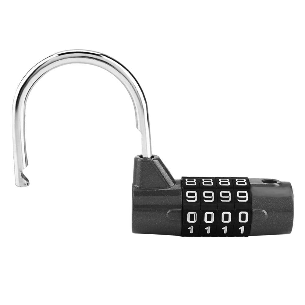 Candado de combinación con 4 números de marcado, gabinete de casa Caja de viaje Gimnasio Locker Código de seguridad Bloqueo(Black)