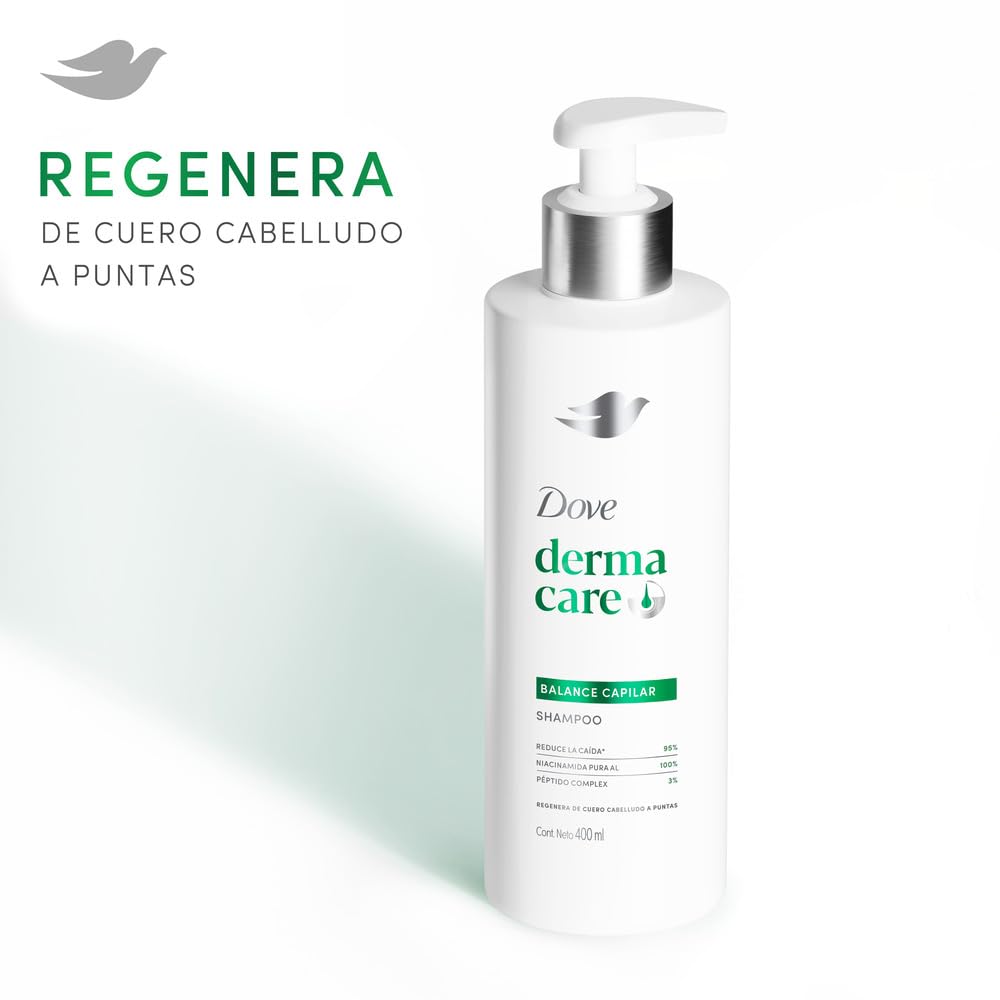 DOVE Shampoo Derma Care Balance Capilar, Frescura y Movimiento por 48h. Cabello Graso. Regenera de Cuero Cabelludo a Puntas. Desarrollado con Dermatólogos, 675 mL