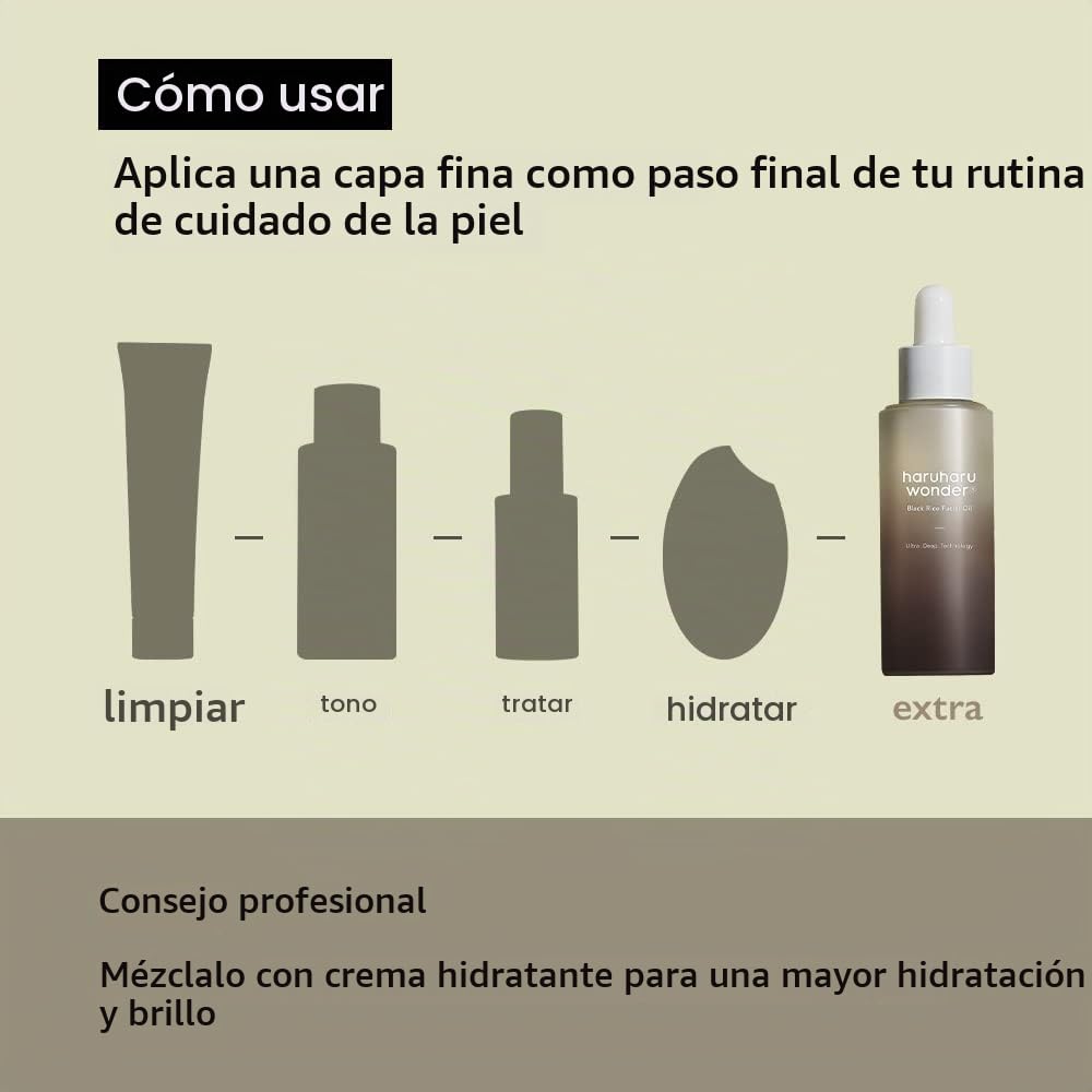 Haruharu WONDER Aceite facial de arroz negro (30 ml)