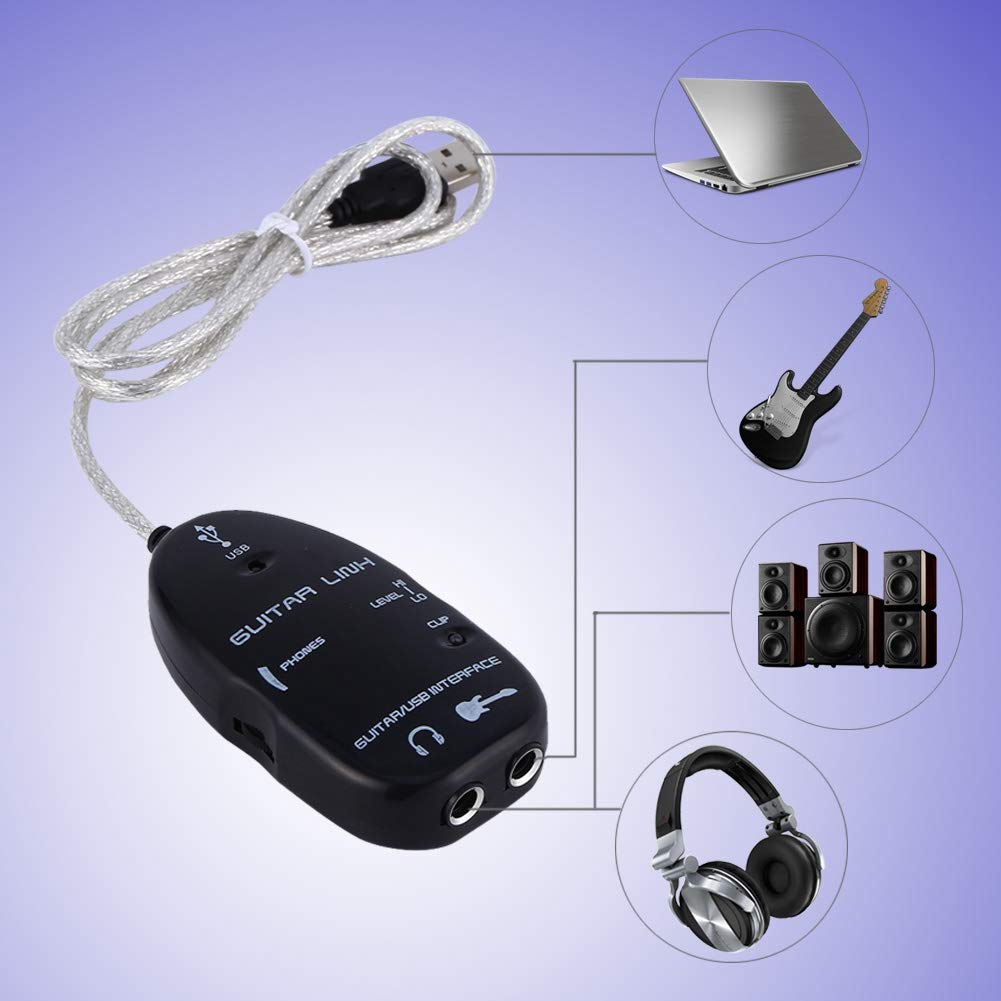 Goshyda Cable de Guitarra USB, Cable de Interfaz de Guitarra a USB de Enlace de Audio para PC Adaptador de grabación para XP (SP2) para Mac OS 8.5