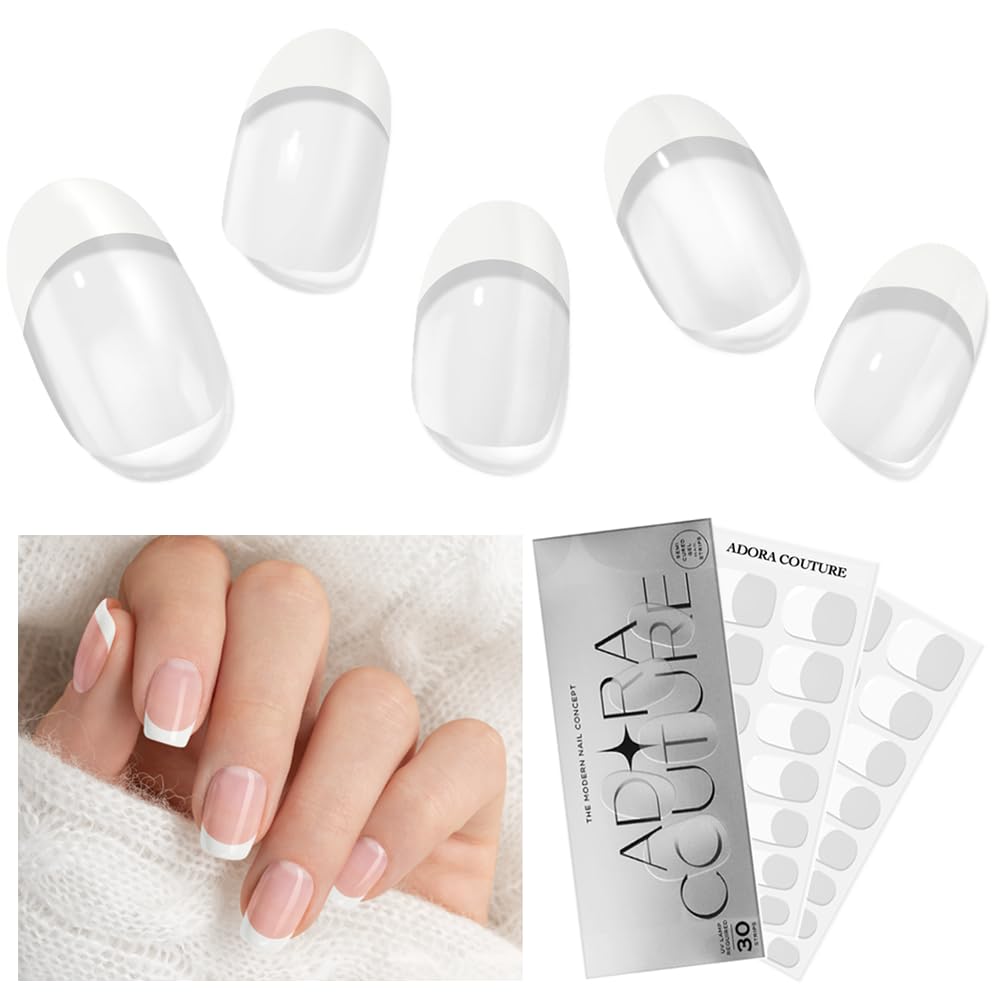 Tiras de uñas de gel semicuradas con 30 piezas, pegatinas de uñas de gel UV y envolturas de uñas, kit completo de manicura incluye almohadillas para orejas de preparación, lima de uñas y palo de