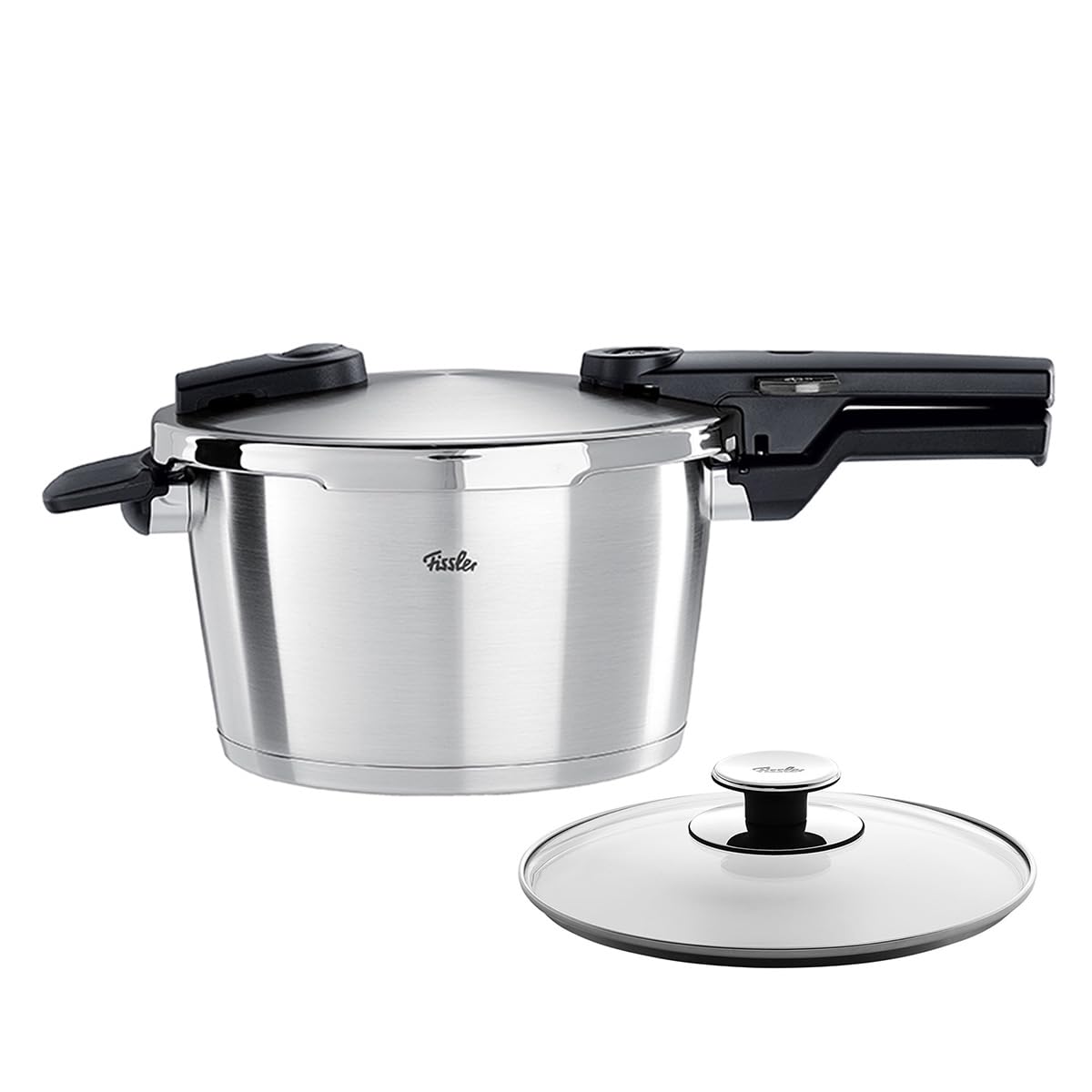 Olla de Presión Fissler Vitaquick Plata con Tapa de Vidrio