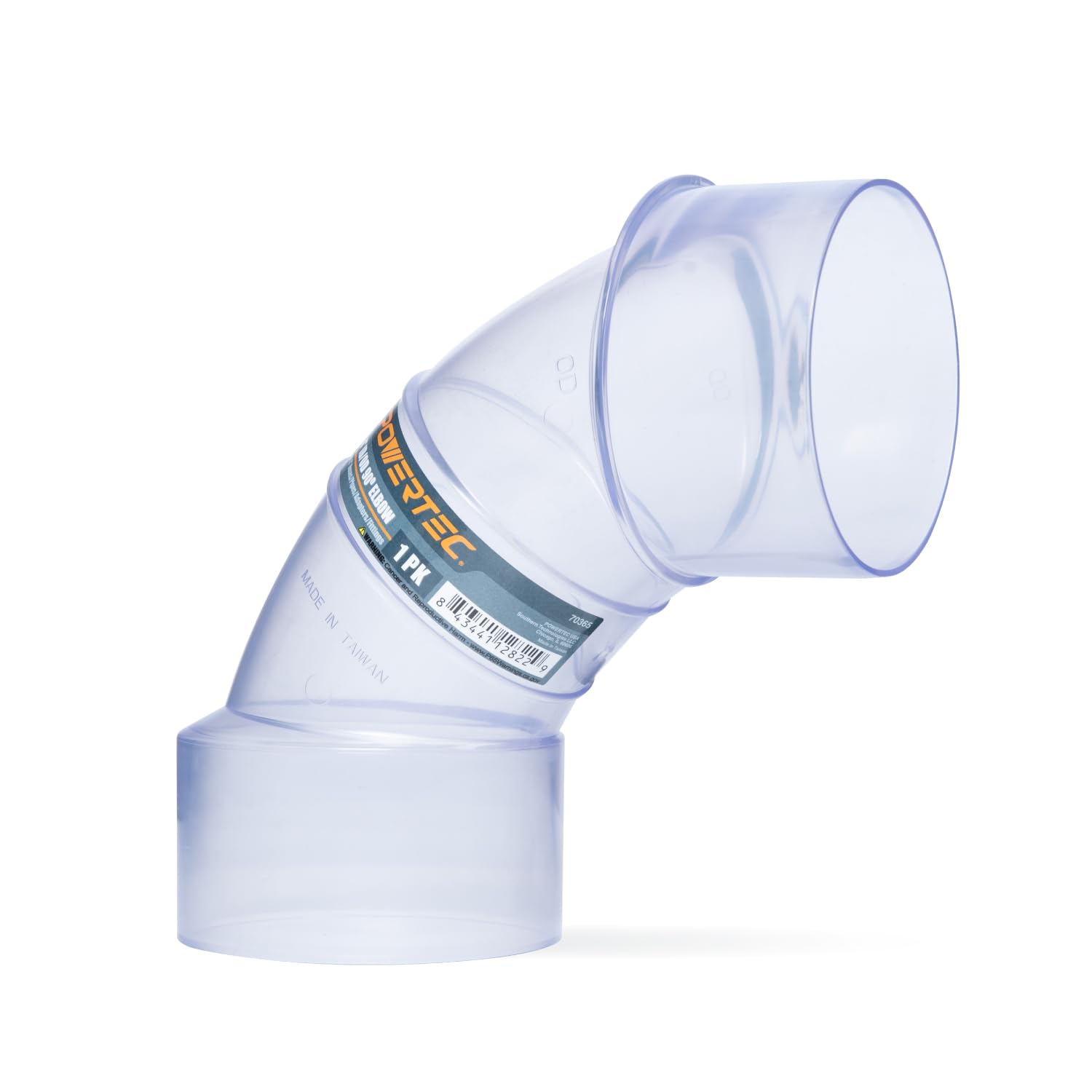 Codo de 90 Grados Powertec Transparente para Tubos y Manguera de Recogida de Polvo de 4 Pulgadas