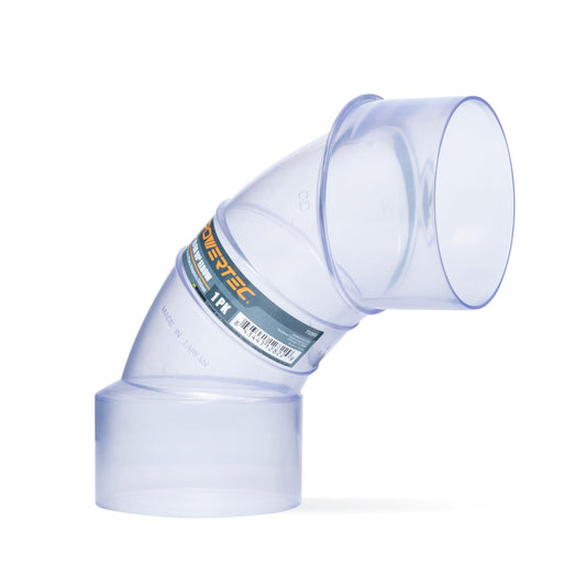 Codo de 90 Grados Powertec Transparente para Tubos y Manguera de Recogida de Polvo de 4 Pulgadas