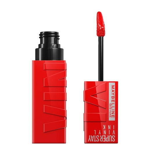Maybelline Labial líquido brillante de larga duración, Superstay Vinyl Ink tono Red Hot 255, 4.2ml