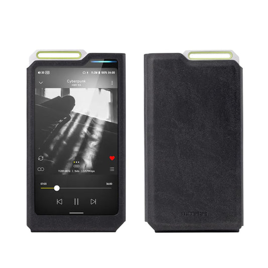 MITER - Funda para HiBy R4, Hecha a Mano de Piel sintética sintética para hibyr4 (Negro)