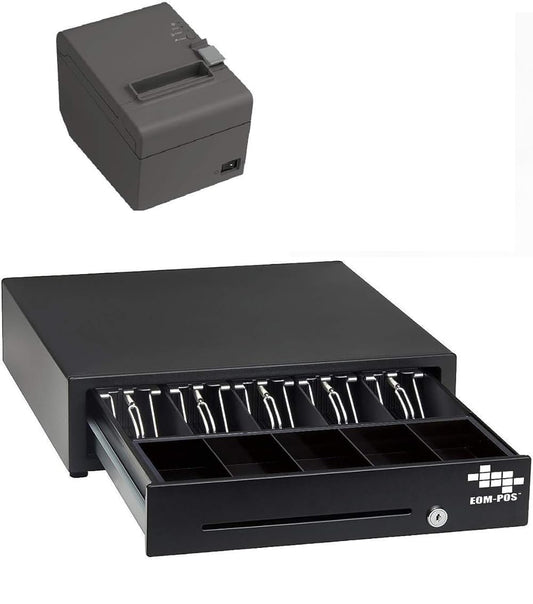 Paquete de Hardware POS Compatible con Cuadros Impresora de Recibos Térmicos y Cajón