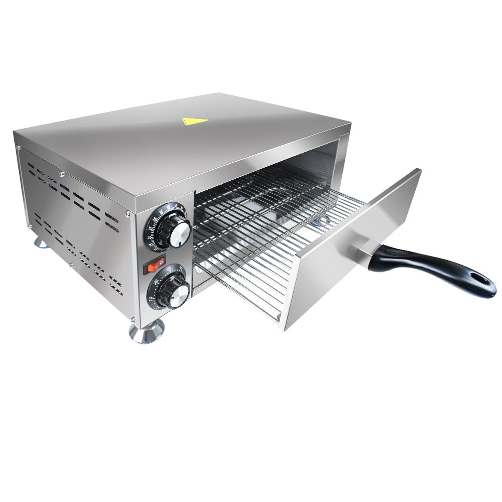 Generic YOOKTEN - Horno eléctrico de pizza para interiores, horno de pizza de 12 pulgadas, máquina comercial para hacer pizzas para el hogar con temporizador de 60 minutos, cocina de pizza de acero