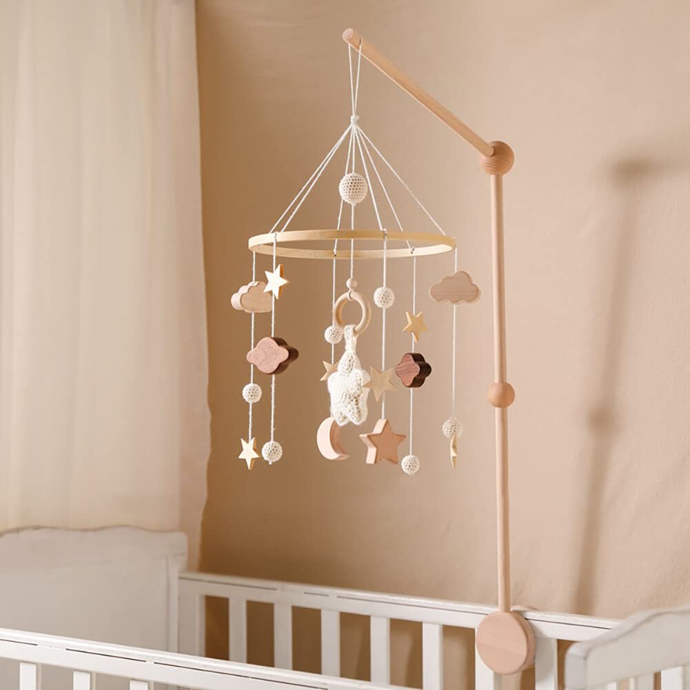 Lindo móvil para cuna – Decoración neutra de género con accesorio para colgar