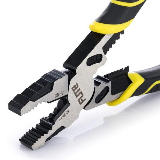 Alicates Lineman 4 en 1, Pro Lineman Tools - Alicates de combinación de 22.7 cm con pelacables + crimpador+cortador+alicates + función de bobinado, grado industrial Linesman Plirs-acero cromado vanadio forjado